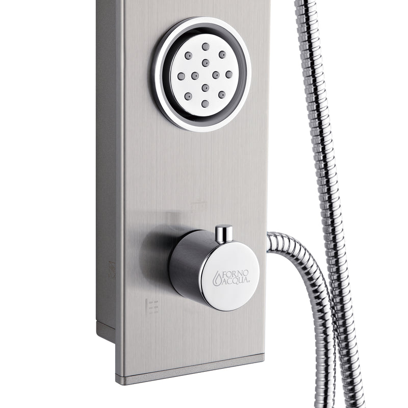 Forno Acqua Stainless Steel Shower Panel with 9" Rain Shower Head, 5-Function Handheld, SensoTEMP LED Body Jets, SL31BC-L8