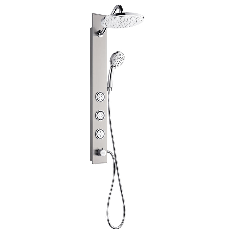 Forno Acqua Stainless Steel Shower Panel with 9" Rain Shower Head, 5-Function Handheld, SensoTEMP Body Jets, SL31BC-L2