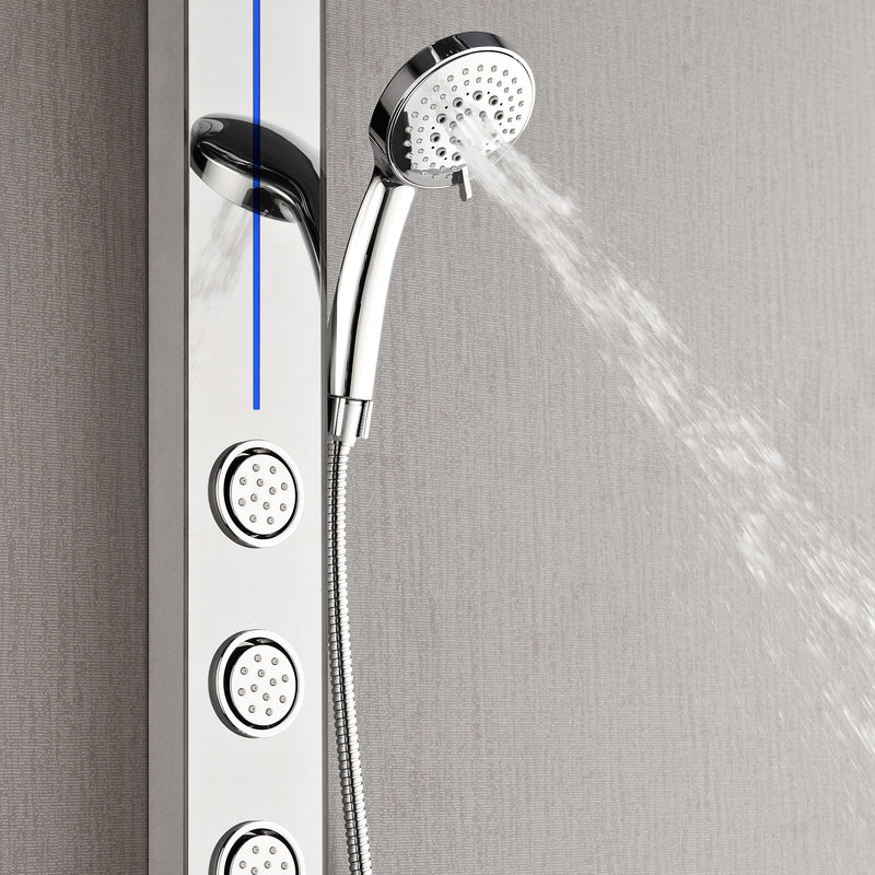 Forno Acqua 9" Shower Panel System with SensoTEMP Technology, 5-Function Handheld, 3 Body Jets, SL31MC-L2