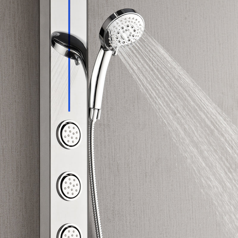 Forno Acqua 9" Shower Panel System with SensoTEMP Technology, 5-Function Handheld, 3 Body Jets, SL31MC-L8