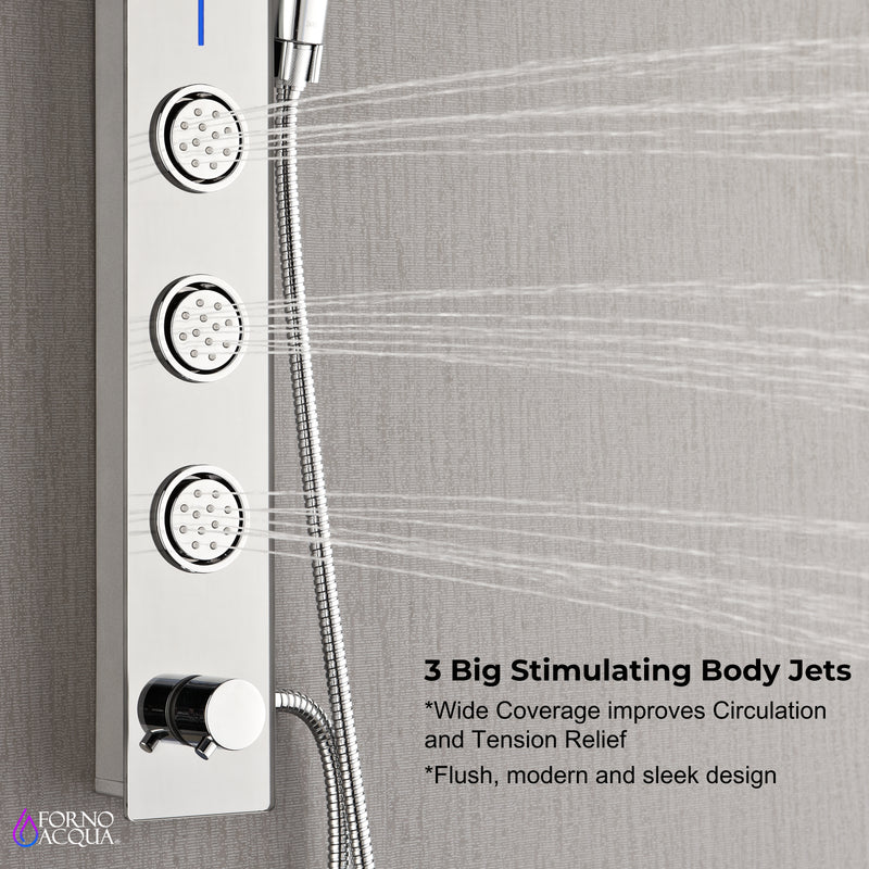 Forno Acqua 9" Shower Panel System with SensoTEMP Technology, 5-Function Handheld, 3 Body Jets, SL31MC-L2