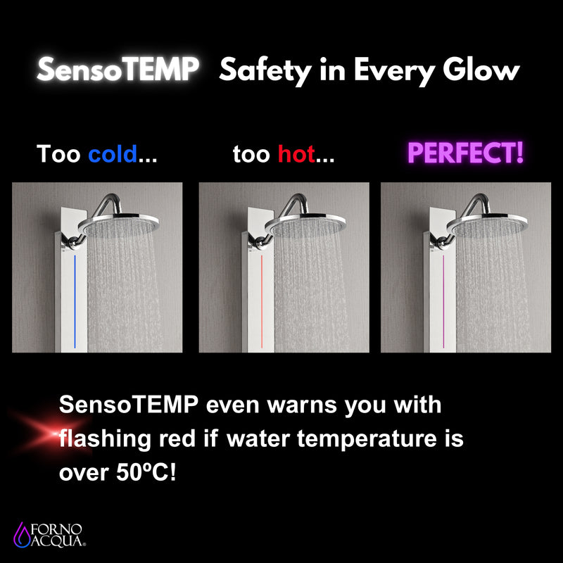 Forno Acqua 9" Shower Panel System with SensoTEMP Technology, 5-Function Handheld, 3 Body Jets, SL31MC-L8