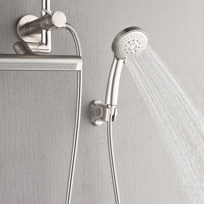 Forno Acqua Shower System in Brushed Nickel, 9" Rain Shower Head, 5-Function Handheld, 3-Function Body Jet, SMW1BN-C8