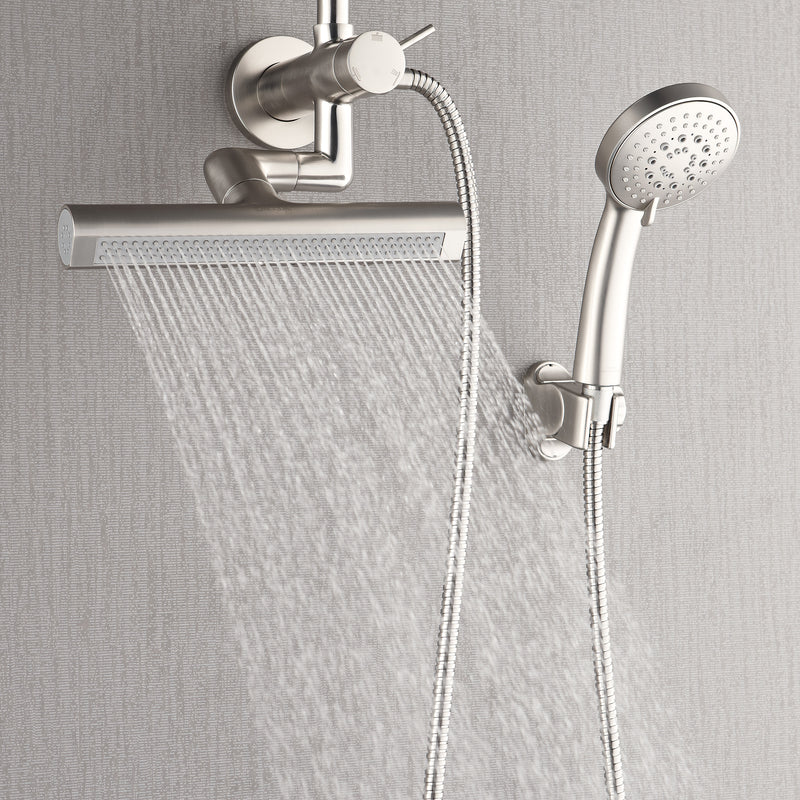 Forno Acqua Shower System in Brushed Nickel, 9" Rain Shower Head, 5-Function Handheld, 3-Function Body Jet, SMW1BN-C8