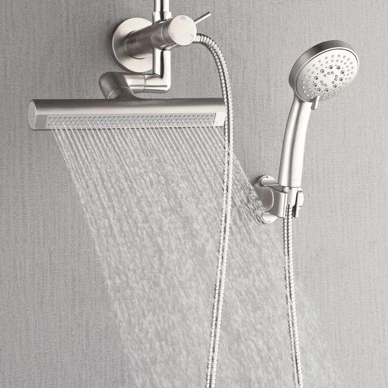 Forno Acqua Shower System in Brushed Nickel, 9" Rain Shower Head, 5-Function Handheld, 3-Function Body Jet, SMW1BN-C8