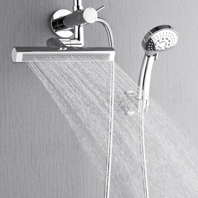 Forno Acqua AcquaSPA Shower System in Polished Chrome, 9" Rain Shower Head, 5-Function Handheld, 3-Function Body Jet, SMW1CP-C2