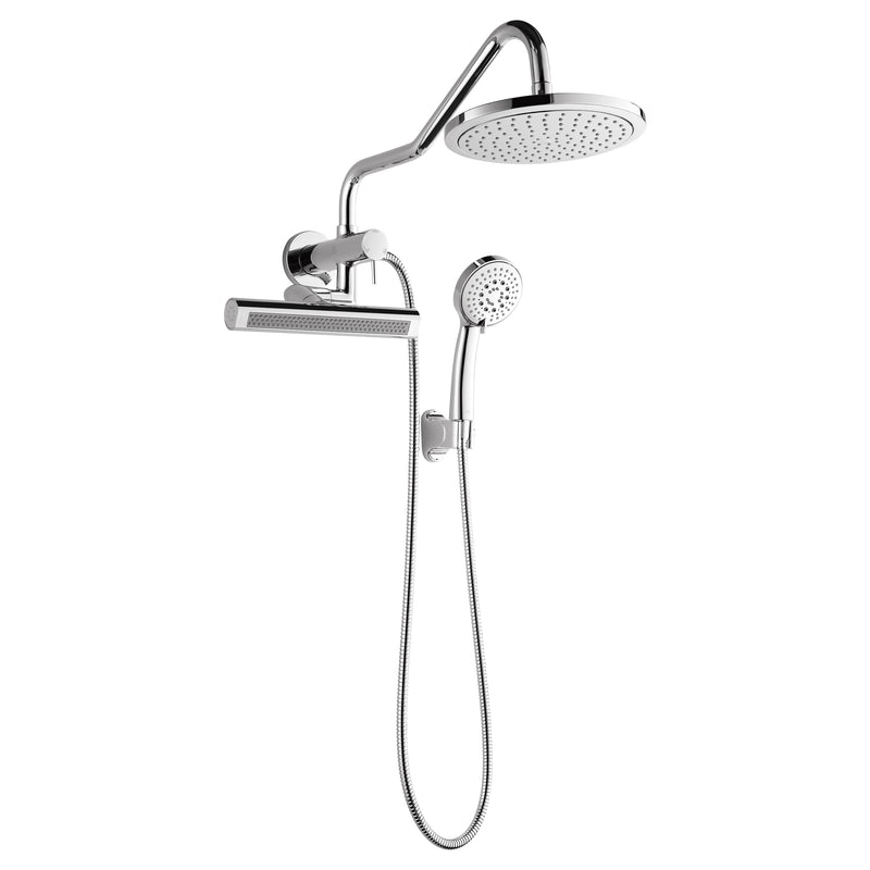 Forno Acqua AcquaSPA Shower System in Polished Chrome, 9" Rain Shower Head, 5-Function Handheld, 3-Function Body Jet, SMW1CP-C2