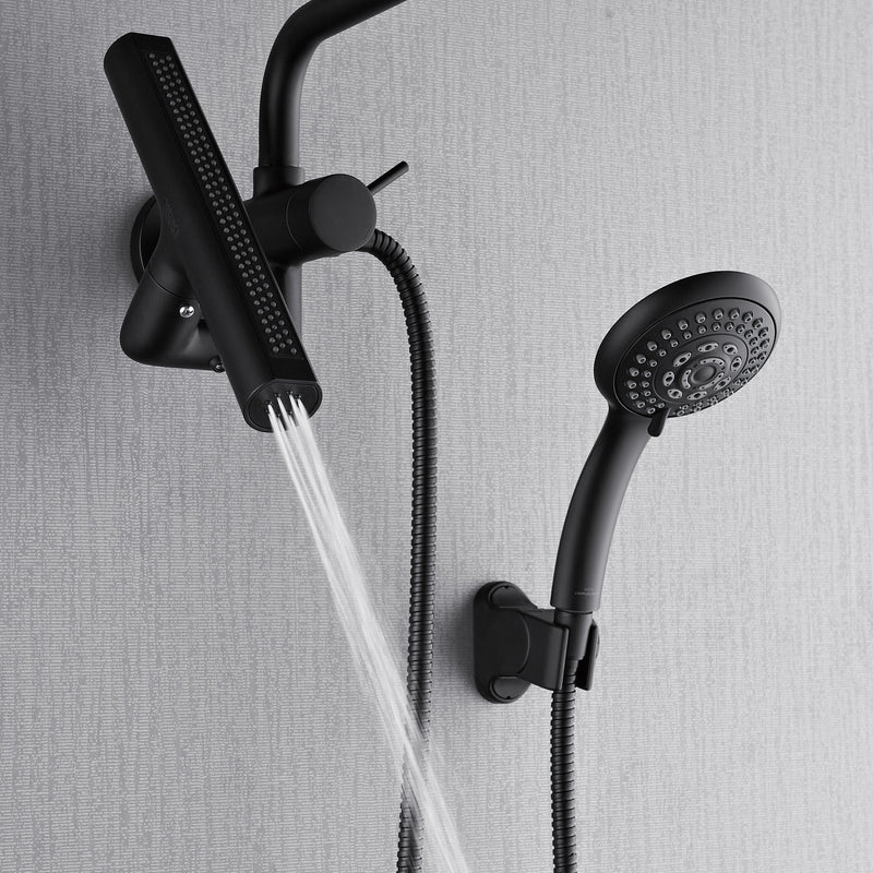 Forno Acqua AcquaFALL Mini 8 Inch Shower Head, Matte Black Finish, Overhead Rainfall Shower, Handheld Shower Head, Body Jets, 2.5 GPM Flow Rate