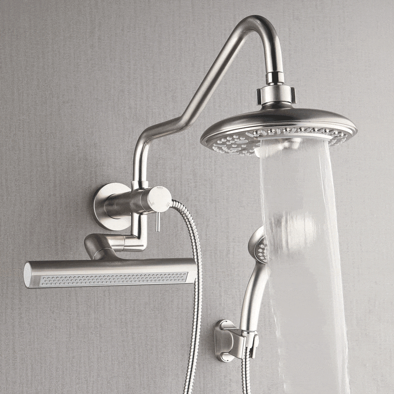 Forno Acqua Brushed Nickel Shower System with 6-Function Rain Head, 5-Function Handheld, 3-Function Body Jet, SMW2BN-C2