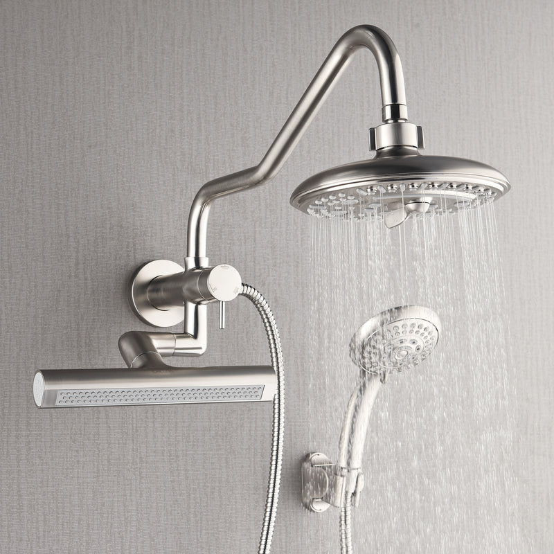 Forno Acqua Shower System with 6-Function 8" Rain Shower Head, 5-Function Handheld, 3-Function AcquaFALL Body Jet in Brushed Nickel, SMW2BN-C8