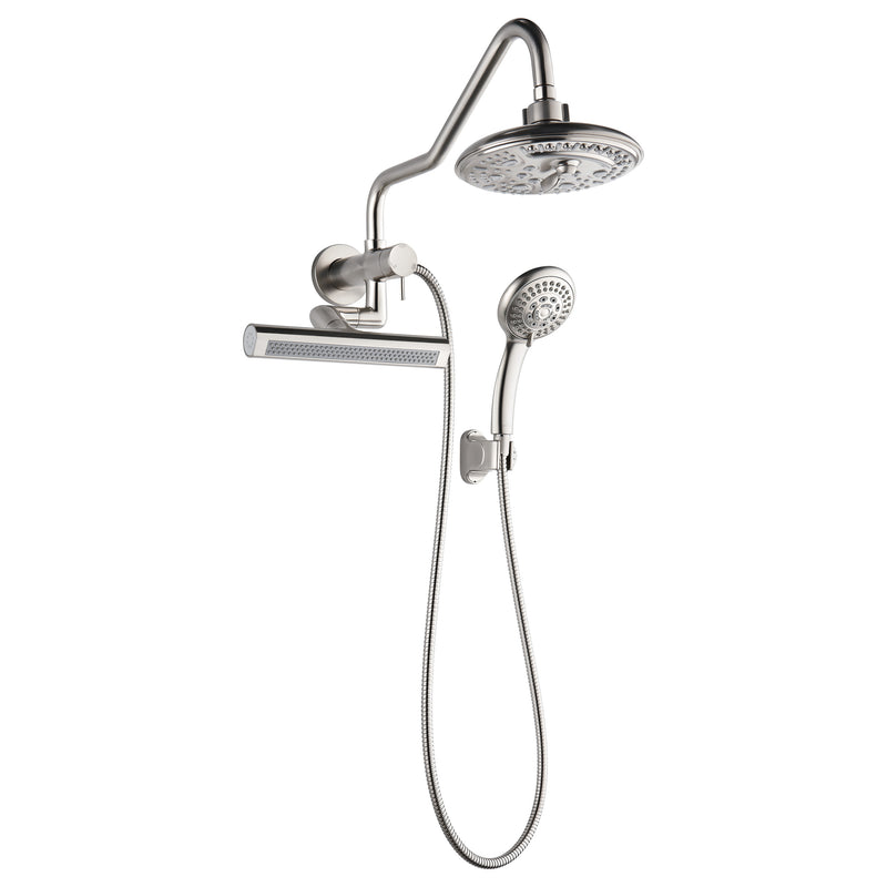 Forno Acqua Brushed Nickel Shower System with 6-Function Rain Head, 5-Function Handheld, 3-Function Body Jet, SMW2BN-C2
