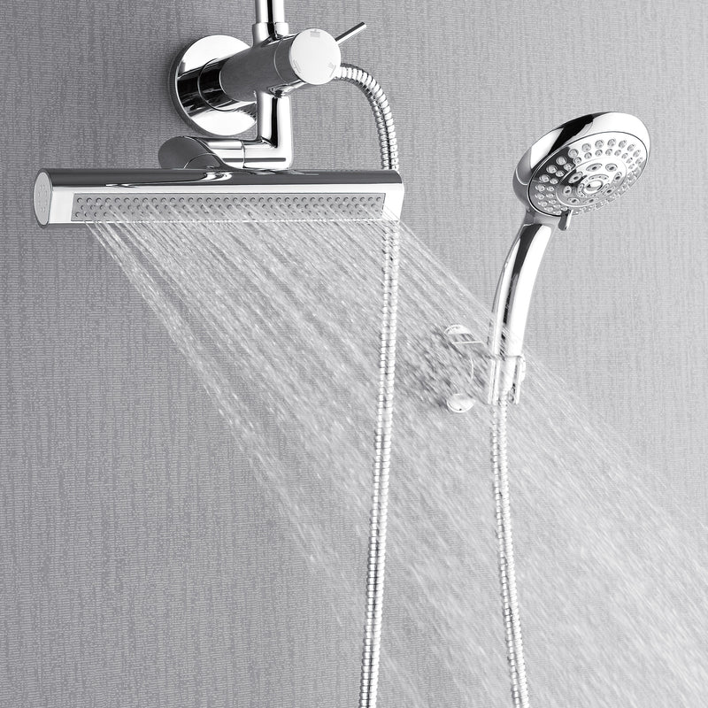 Forno Acqua AcquaSPA Shower System with 6-Function 8" Rain Shower Head, 5-Function Handheld, 3-Function AcquaFALL Body Jet in Polished Chrome, 2.5 GPM Flow Rate, SMW2CP-C2