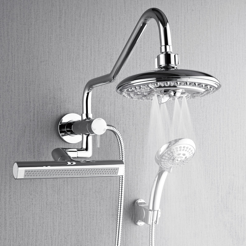 Forno Acqua Shower System with 6-Function 8" Rain Shower Head, 5-Function Handheld, 3-Function AcquaFALL Body Jet, Polished Chrome, SMW2CP-C8