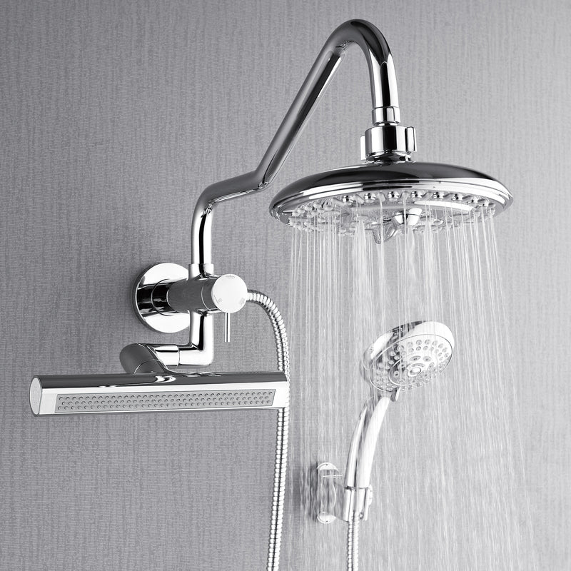 Forno Acqua Shower System with 6-Function 8" Rain Shower Head, 5-Function Handheld, 3-Function AcquaFALL Body Jet, Polished Chrome, SMW2CP-C8