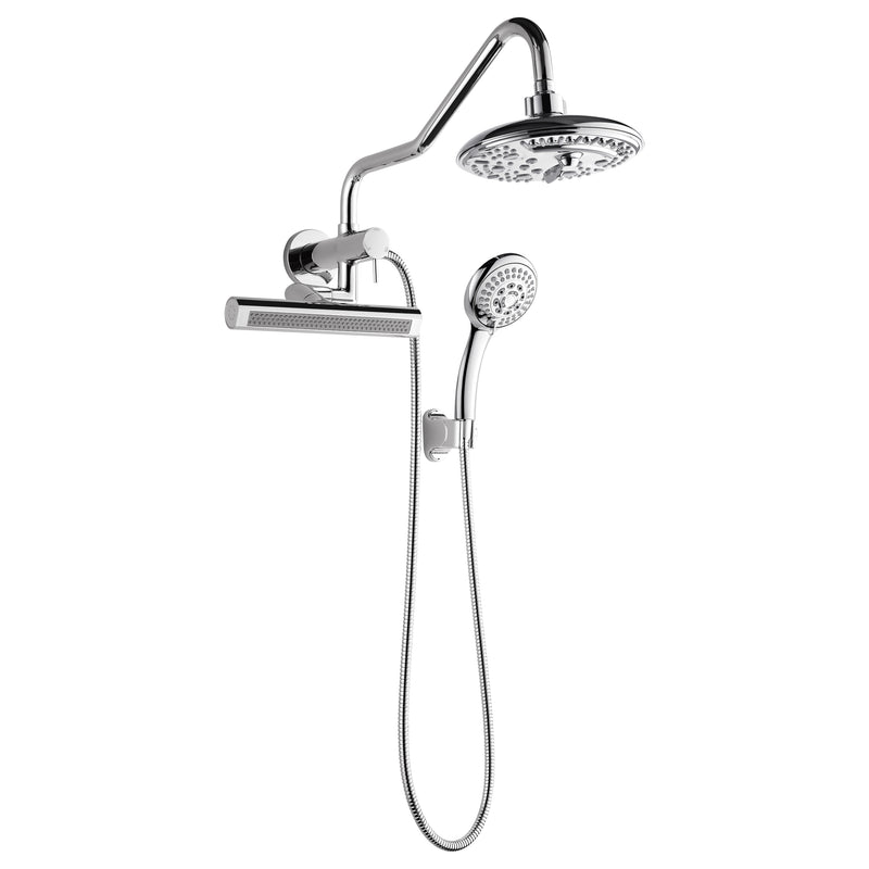 Forno Acqua AcquaSPA Shower System with 6-Function 8" Rain Shower Head, 5-Function Handheld, 3-Function AcquaFALL Body Jet in Polished Chrome, 2.5 GPM Flow Rate, SMW2CP-C2