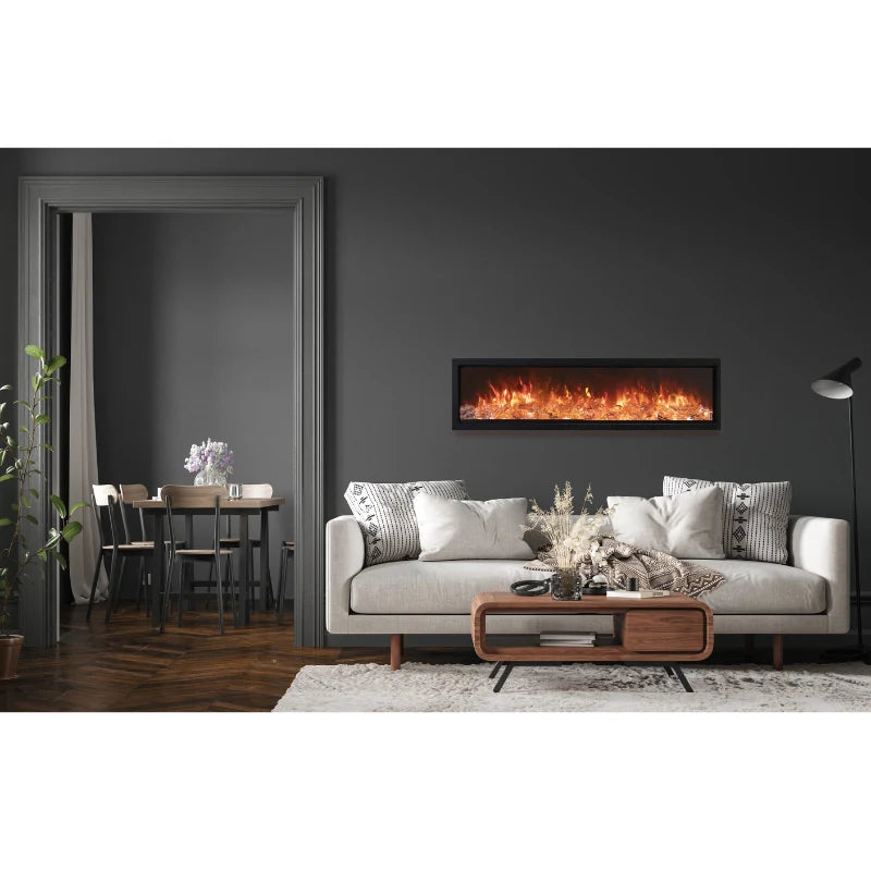 Amantii Symmetry Bespoke 100'' Wall Mount / Recessed Linear Indoor/Outdoor Electric Fireplace