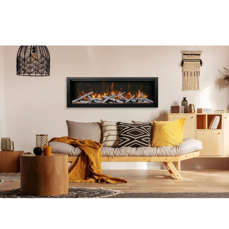 Amantii Symmetry Bespoke 50'' Wall Mount / Recessed Linear Indoor/Outdoor Electric Fireplace