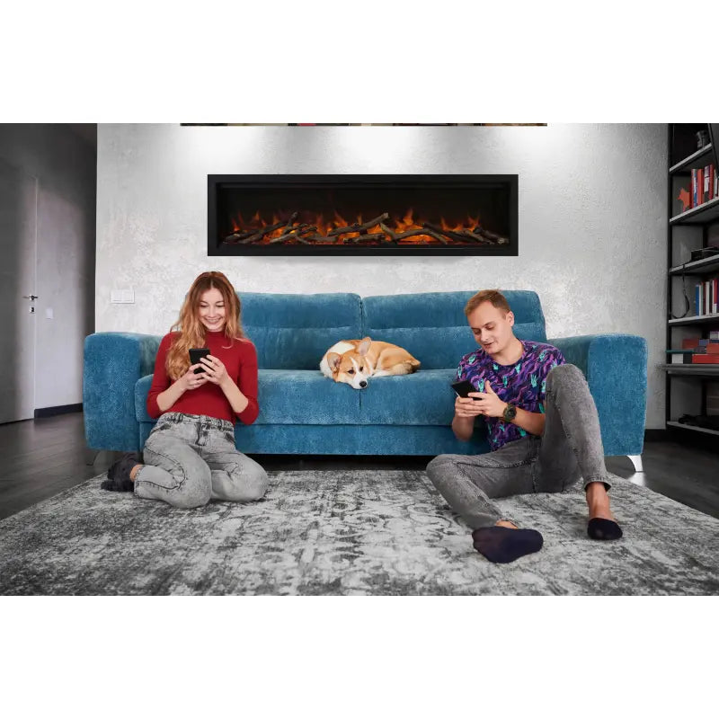 Amantii Symmetry Lumina 60'' Wall Mount / Recessed Smart Indoor/Outdoor Electric Fireplace