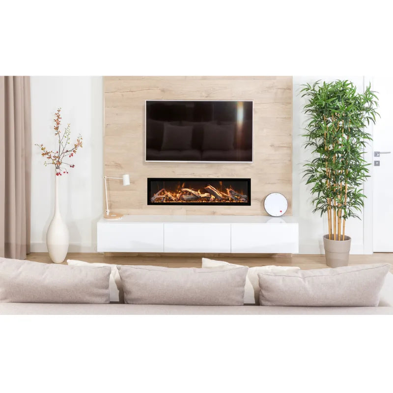 Amantii Symmetry Bespoke 74'' Wall Mount / Recessed Linear Indoor/Outdoor Electric Fireplace