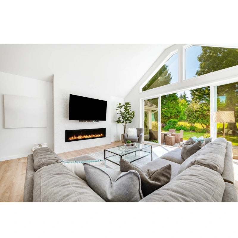 Amantii Symmetry Bespoke 88'' Wall Mount / Recessed Linear Indoor/Outdoor Electric Fireplace