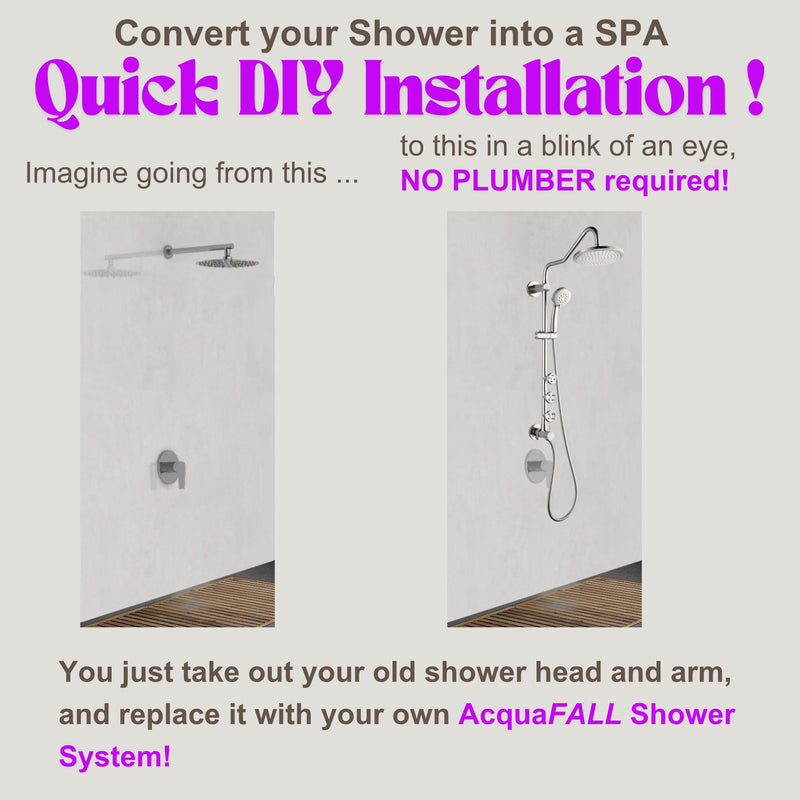 Forno AcquaSpa 9" Shower System with Rain Head, 3 Body Jets, 5-Function Handheld, 6-Way Diverter, SC31CP-C2