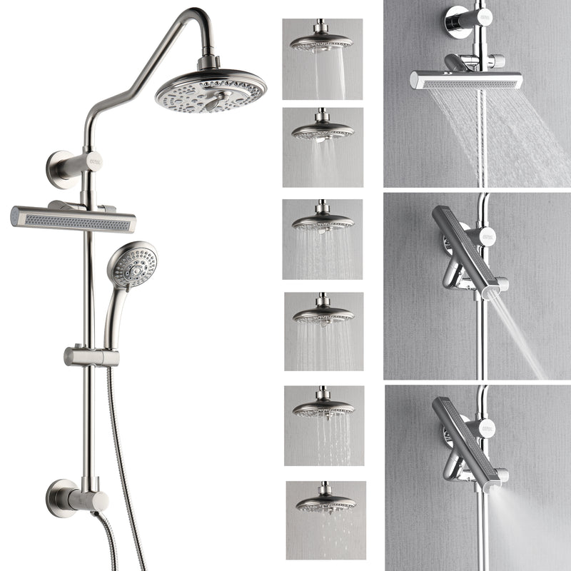 Forno Acqua Shower Column System with 6-Function Rain Shower, 5-Function Handheld, 3-Function Body Jet in Brushed Nickel, SCW2BN-C2
