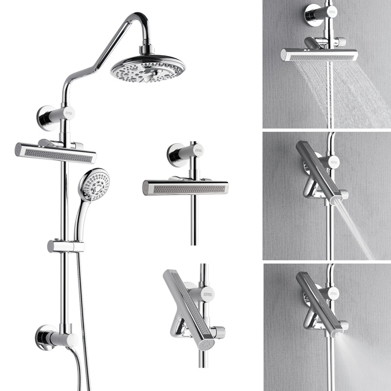 Forno Acqua Shower Column with 6-Function Rain Shower Head, 5-Function Handheld, AcquaFALL Body Jet, Polished Chrome, SCW2CP-C8