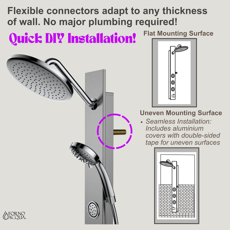 Forno Acqua Stainless Steel Shower Panel with 9" Rain Shower Head, 5-Function Handheld, 3 Body Jets, SL31BC-2