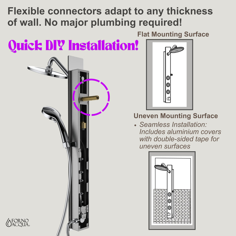 Forno Acqua 9" Shower Panel System with SensoTEMP Technology, 5-Function Handheld, 3 Body Jets, SL31MC-L2