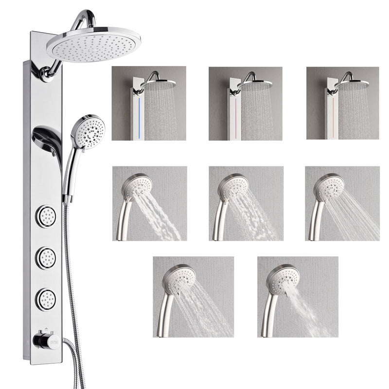 Forno Acqua 9" Shower Panel System with SensoTEMP Technology, 5-Function Handheld, 3 Body Jets, SL31MC-L2