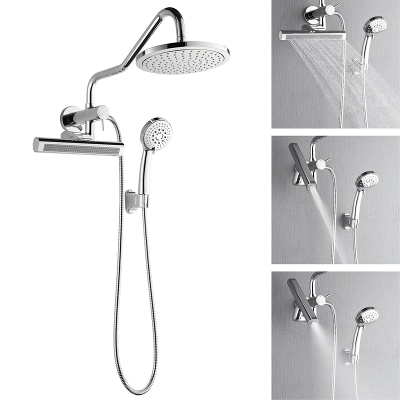 Forno Acqua Shower System with 9" Rain Shower Head, 5-Function Handheld, 3-Function AcquaFALL Body Jet in Polished Chrome, SMW1CP-C8