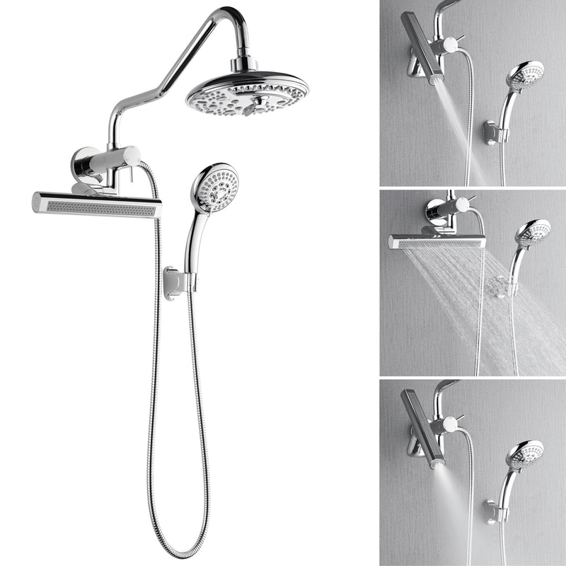 Forno Acqua Shower System with 6-Function 8" Rain Shower Head, 5-Function Handheld, 3-Function AcquaFALL Body Jet, Polished Chrome, SMW2CP-C8
