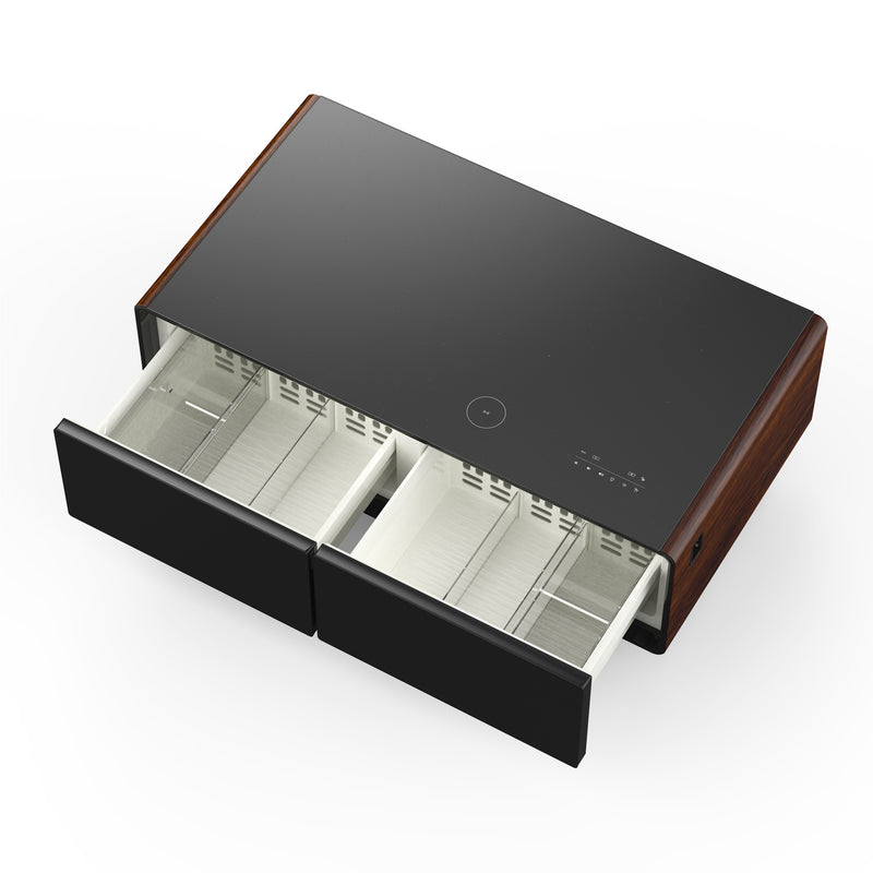 Forno Evoluto 51" Smart Coffee Table in Wood-Accent, Dual Cooling Zones, Wireless Charging, Bluetooth Speakers, FCTFR7006-51WD