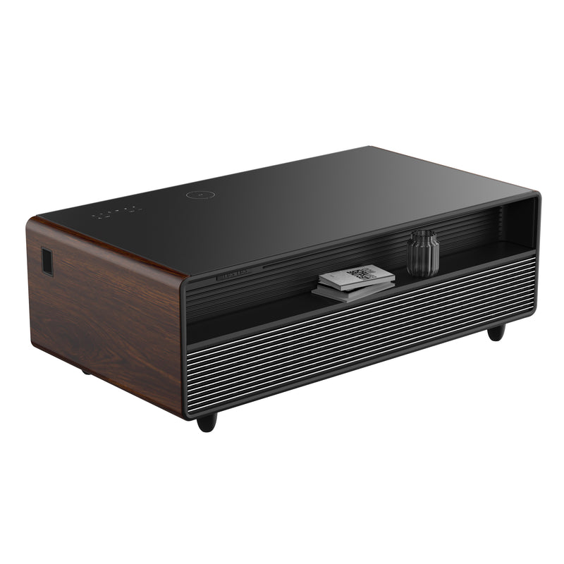 Forno Evoluto 51" Smart Coffee Table in Wood-Accent, Dual Cooling Zones, Wireless Charging, Bluetooth Speakers, FCTFR7006-51WD