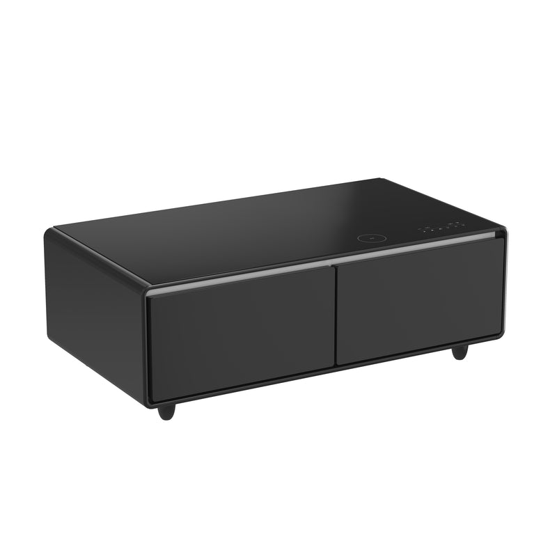 Forno Evoluto 51" Smart Coffee Table in Black, Dual Refrigerator Drawers, Bluetooth 5.0 Audio, Wireless Charging, FCTFR7006-51BLK