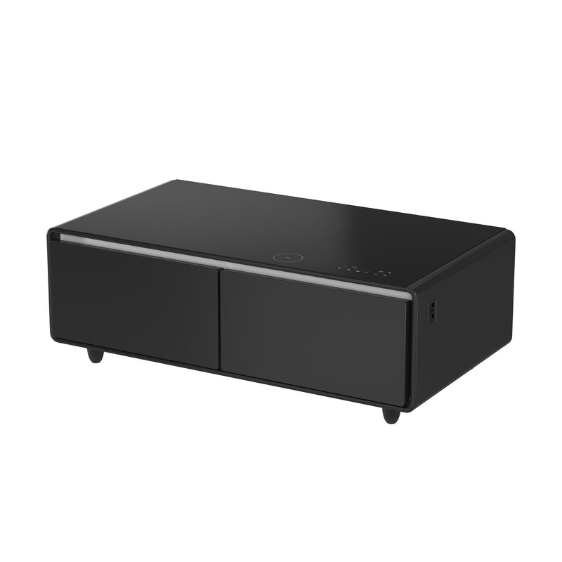 Forno Evoluto 51" Smart Coffee Table in Black, Dual Refrigerator Drawers, Bluetooth 5.0 Audio, Wireless Charging, FCTFR7006-51BLK