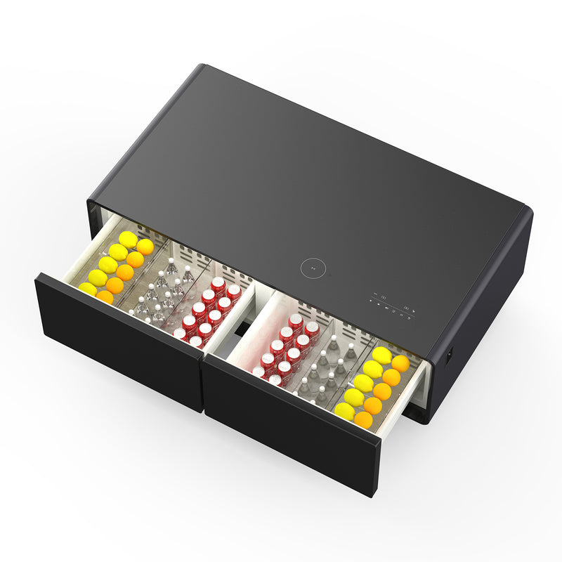 Forno Evoluto 51" Smart Coffee Table in Black, Dual Refrigerator Drawers, Bluetooth 5.0 Audio, Wireless Charging, FCTFR7006-51BLK