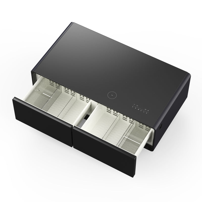 Forno Evoluto 51" Smart Coffee Table in Black, Dual Refrigerator Drawers, Bluetooth 5.0 Audio, Wireless Charging, FCTFR7006-51BLK