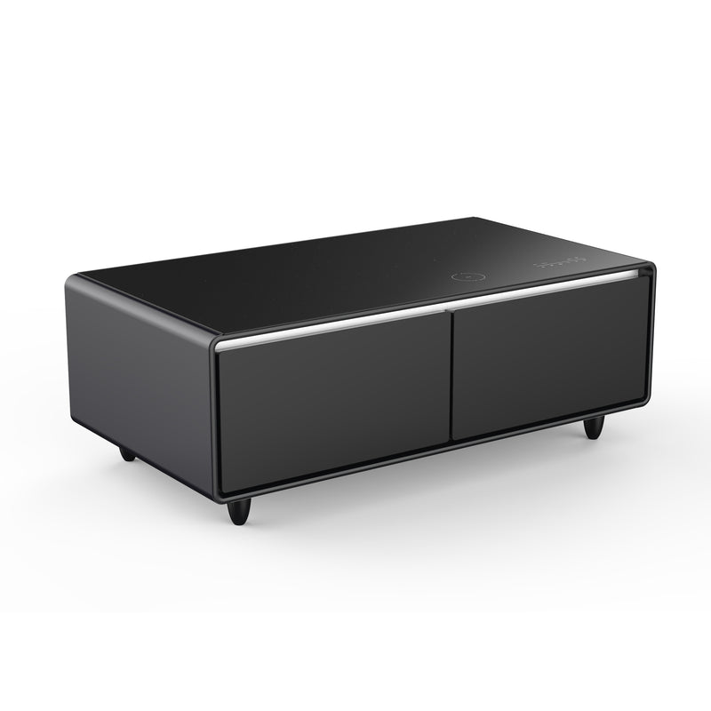 Forno Evoluto 51" Smart Coffee Table in Black, Dual Refrigerator Drawers, Bluetooth 5.0 Audio, Wireless Charging, FCTFR7006-51BLK