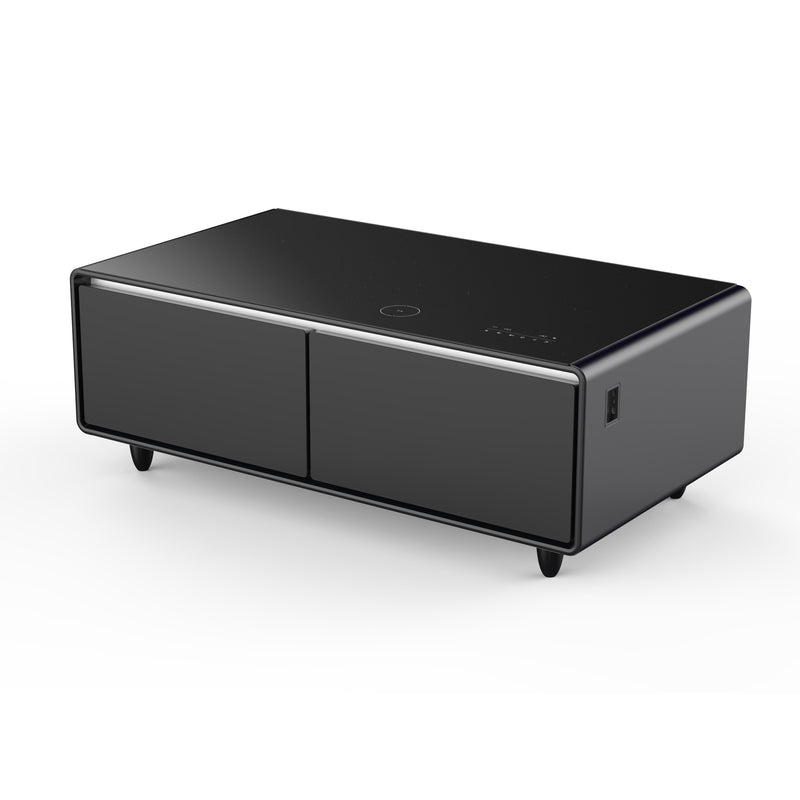 Forno Evoluto 51" Smart Coffee Table in Black, Dual Refrigerator Drawers, Bluetooth 5.0 Audio, Wireless Charging, FCTFR7006-51BLK