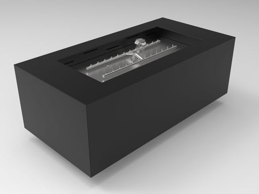 HPC Fire Inspired Tejas Match Lit LP Gas fire pit enclosure with sleek black metal, match-lit ignition, and durable weather-resistant design.