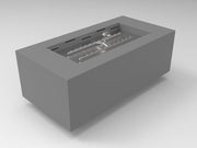 HPC Fire Inspired Tejas Match Lit LP Gas fire pit enclosure with fully assembled metal gray weather-resistant rectangular design.
