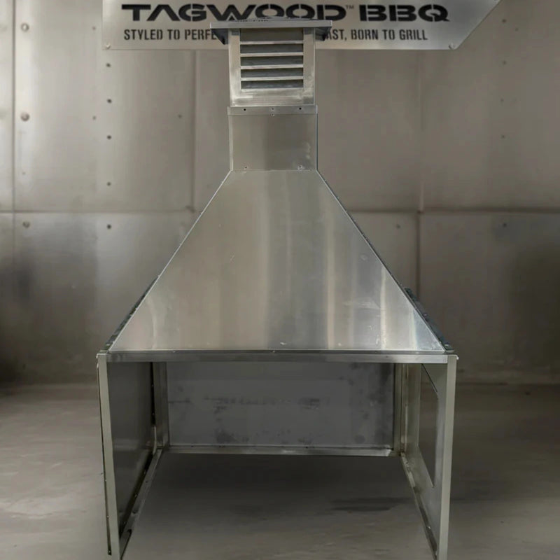 Tagwood BBQ Attachment Built-in Smoke Hood ASH25 made of 304 stainless steel with a wall-mount vent hood for BBQ grills.