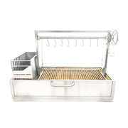 Tagwood BBQ Built-In Santa Maria Argentine Wood Fire & Charcoal Gaucho Grill BBQ05SS stainless steel with height-adjustable grates and brasero firebox.