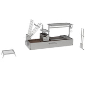 Tagwood BBQ Built-In Santa Maria Argentine Wood Fire & Charcoal Gaucho Grill with stainless steel, adjustable grates, and brasero firebox.