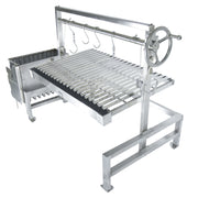Tagwood BBQ Insert Style Argentine Santa Maria Wood Fire & Charcoal Gaucho Grill with stainless steel construction and adjustable cooking grates.