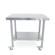 Tagwood BBQ Working Table - BBQ10SS stainless steel prep table with lower shelf and caster wheels for sturdy outdoor grilling setup