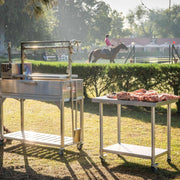 Tagwood BBQ Working Table - BBQ10SS stainless steel portable prep table with lower shelf, ideal for outdoor grilling setups.