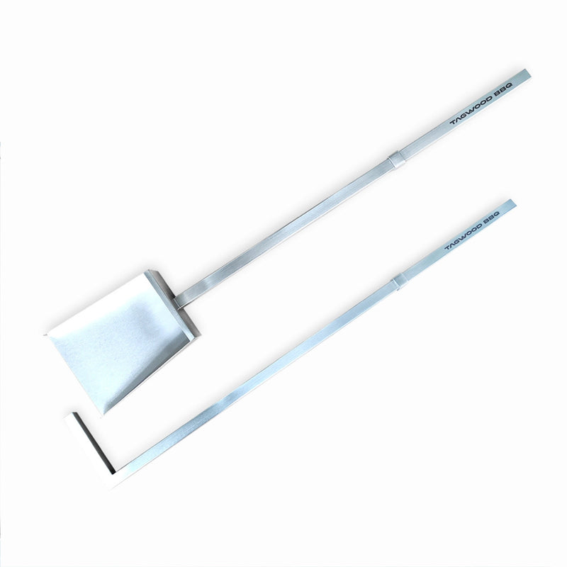 Tagwood BBQ Shovel & Coal Rake - BBQ11SS stainless steel dual-function shovel and rake with ergonomic handles for grilling ember management.