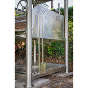 Tagwood BBQ Santa Maria Wood Fire & Charcoal Gaucho Grill BBQ12SS with stainless steel frame, adjustable grates, and vertical firebox handles.